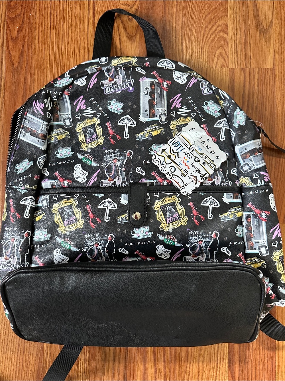 Black Patterned Men's Backpack - FRIENDS Print